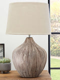 Cream Scratch Ceramic Large Table Lamp