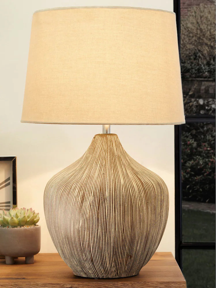 Cream Scratch Ceramic Large Table Lamp